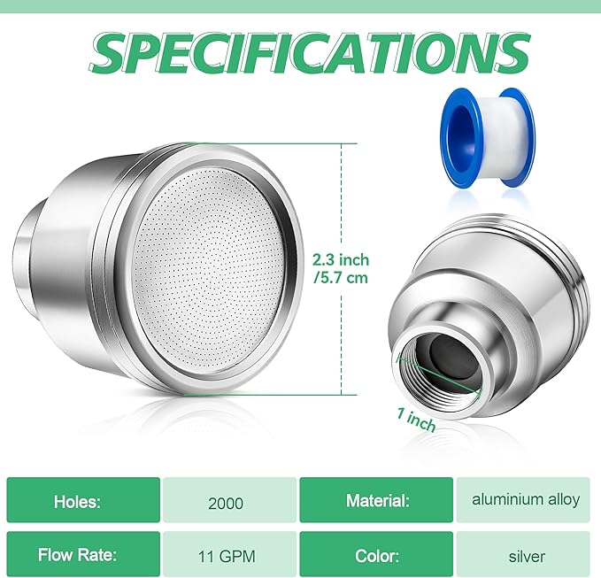 Dreyoo Water Nozzle with 2000 Tiny Holes, 3/4'' Aluminium Alloy Water Hose Nozzle with PTFE Thread Seal Tape for Outdoor Garden Watering Flowers, Plants, Greenhouse, Nurseryman, Container