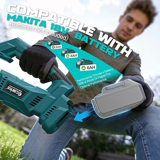 Cordless 2-in-1 Tiller Cultivator & Weed Wacker Compatible with Makita 18V Battery (Tool Only), 500RPM Electric Garden Tiller String Trimmer, 9" Tilling Width 9.4" Depth for Soil Lawn Cultivation