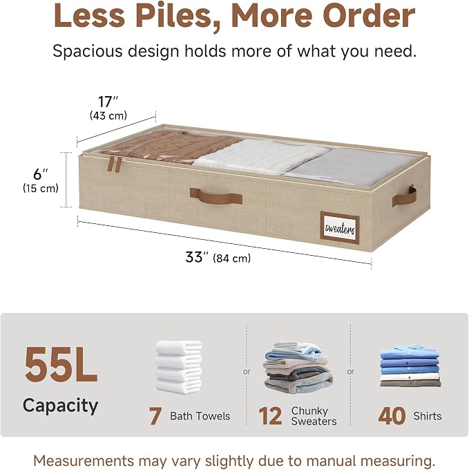 StorageWorks 6 Inch Low Profile Under Bed Storage Containers with Clear Lid