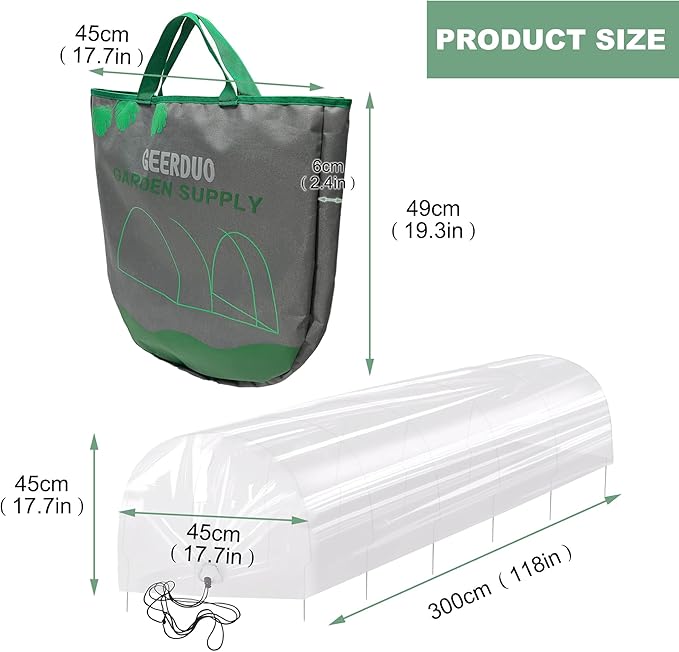 Greenhouse Tunnel, Chicken Tunnels for Outside, 2 in 1 Green Houses for Garden Cloche Cover, Winter Outdoor Green House Kits
