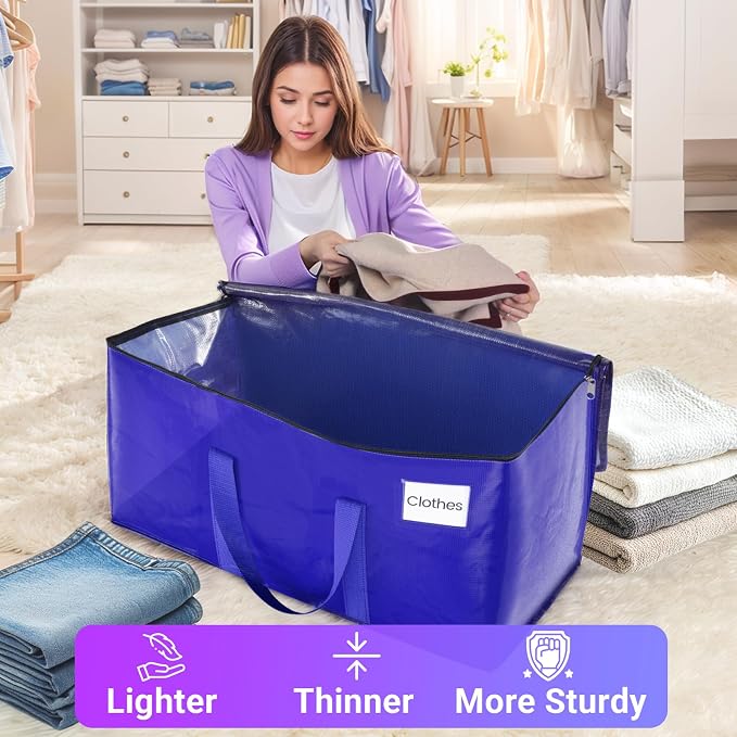 FabSpace 10 Pack Moving Storage Bags Heavy-Duty with Zippers for Clothes