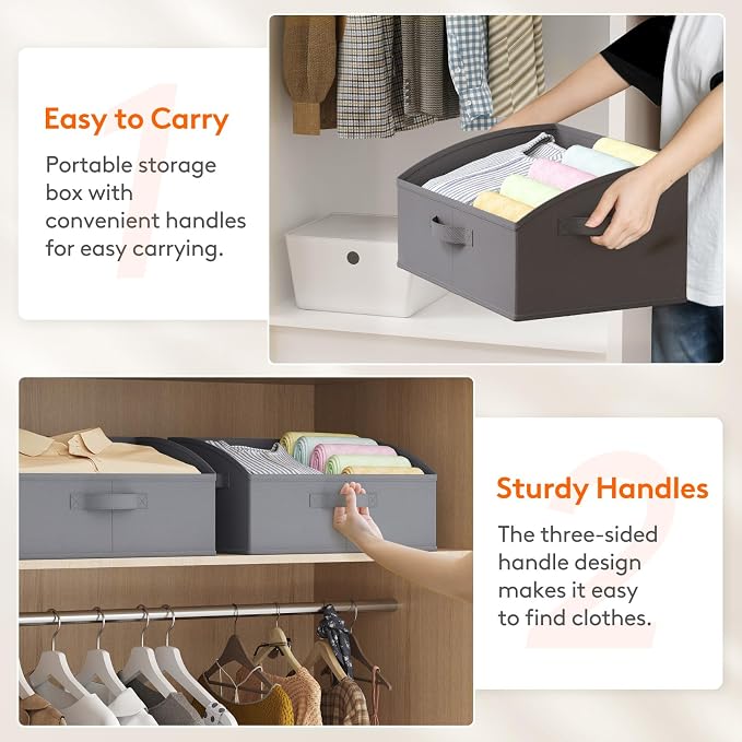 Lifewit Trapezoid Closet Storage Bin for Shelf, 6 Packs 19L, Gray