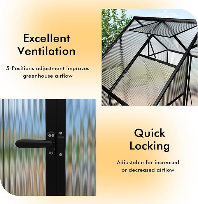 6×4FT Outdoor Greenhouse, Small Greenhouse with Electronic Thermometers, Enhanced Aluminum Small Greenhouse for Outdoors and Garden Planting, Withstands Bad Weather to Protect Vegetable or Plants