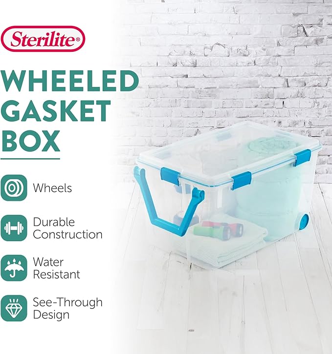 Sterilite Gasket Storage Box with Lids for Home & Office, 120 Quart, 6-Pack