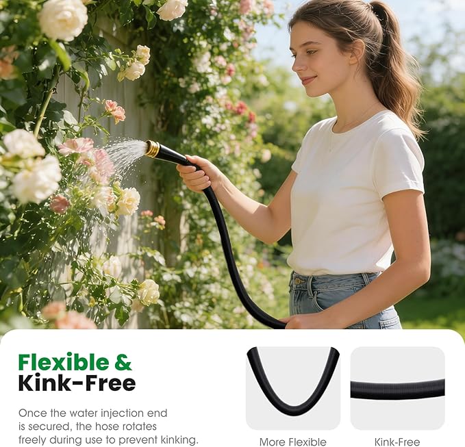 Garden Hose 50FT, Non-Expanding Water Hose Ultra Lightweight, Kink-Free, Burst-Resistant, Lead-Free, Durable & Flexible High-Pressure Hose for Yard, Lawn, Outdoor, Car Washing
