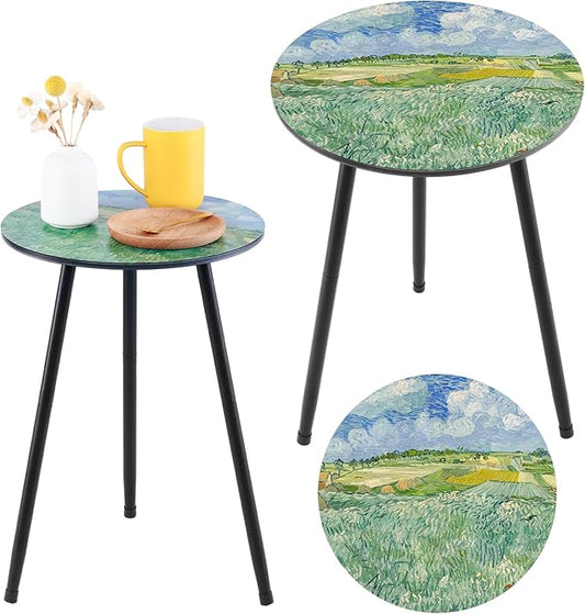 Outdoor Side Table 2 pcs Patio Side Tables for Outside End Tables Small Outdoor Table Round Patio End Table Modern Metal Side Table Outside, Patio, Indoor, Bedroom, Living Room, Small Spaces