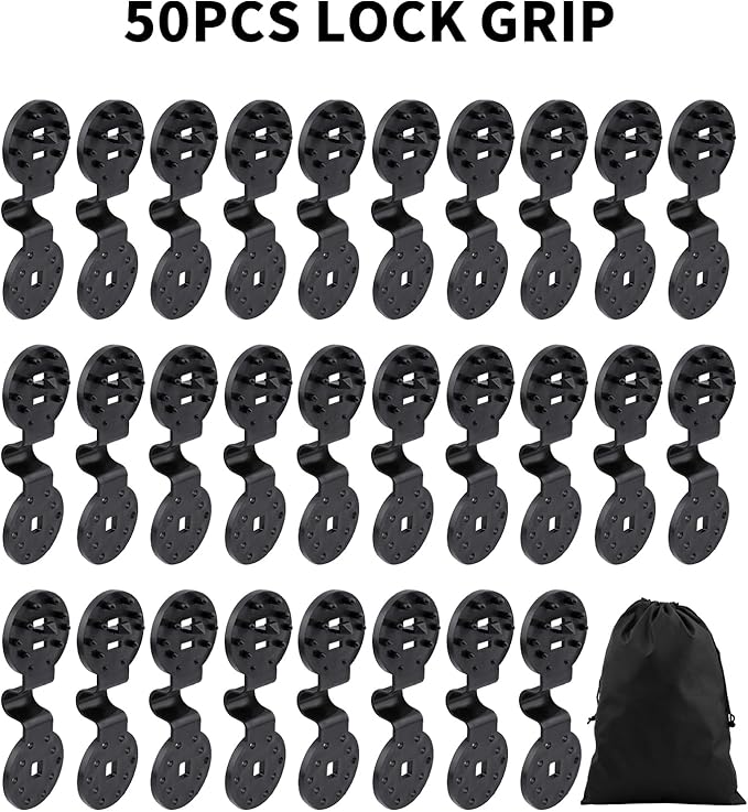 50pcs Shade Cloth Clips,Shade Cloth Heavy Duty Lock Grip for Sunshade Net,Gardening Greenhouse ShadeCloth Fix Clamp,Windproof Awning Clamp Grip Tarp Clips,1 Drawstring Bag