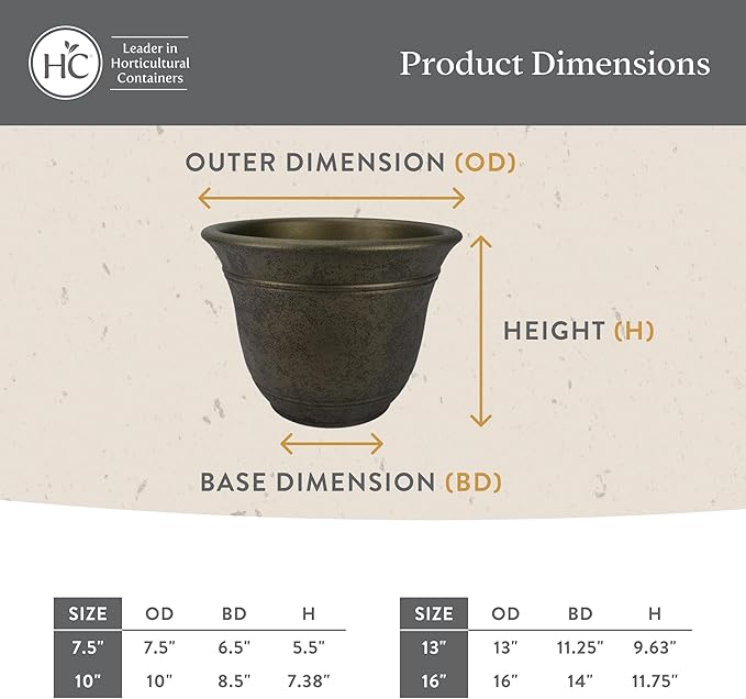The HC Companies Sierra Round Self-Watering Pot - Lightweight Plastic Planter for Herbs & More - Durable Plant Pots for Indoor Plants & Outdoor Plants (13” Rustic Redstone, Pack of 2)