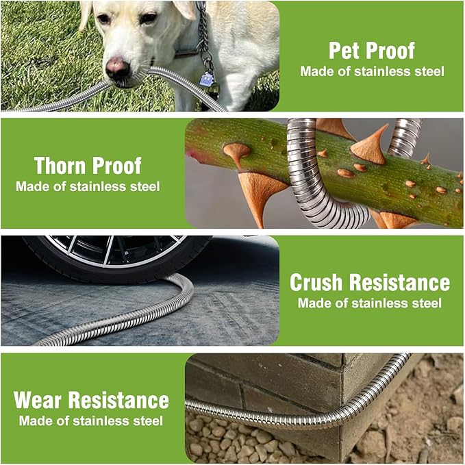 Beitopamz Short Garden Hose 10 ft, Male to Female Heavy Duty Stainless Steel Small Water Hose Extende Connector, Flexible No Kinks Leakproof 3/4 in Fittings, Lightweight Leader Hose for Patio, Lawn