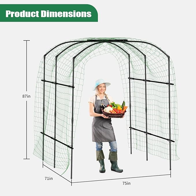 SUNYRISY Garden Arch Trellis for Climbing Plants Outdoor, 87in Tall Plant Support Trellis for Yard Raised Bed Planting Vine Cucumber Flowers Fruit Vegetables