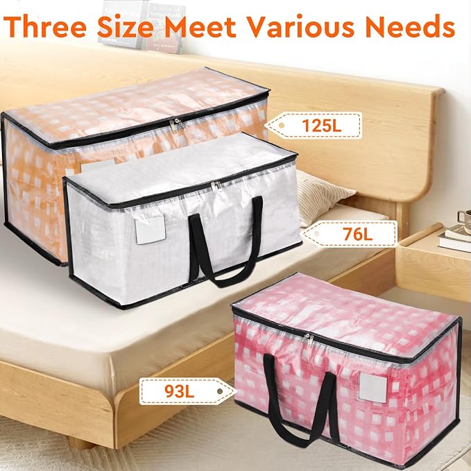 BlissTotes Moving Bags, 125L 6-Pack Storage Bags, Moving Boxes