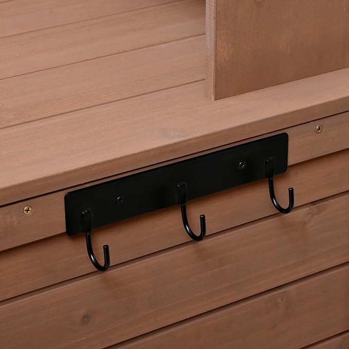RUNNA 65.7'' H Tall Garden Potting Bench Table with Hutch,Patio Storage Workstation with 3 Shelves,6 Drawers,2 Bottom Cabinets&Side Hooks for Mudroom,Doorway (Brown@024, 65.7)