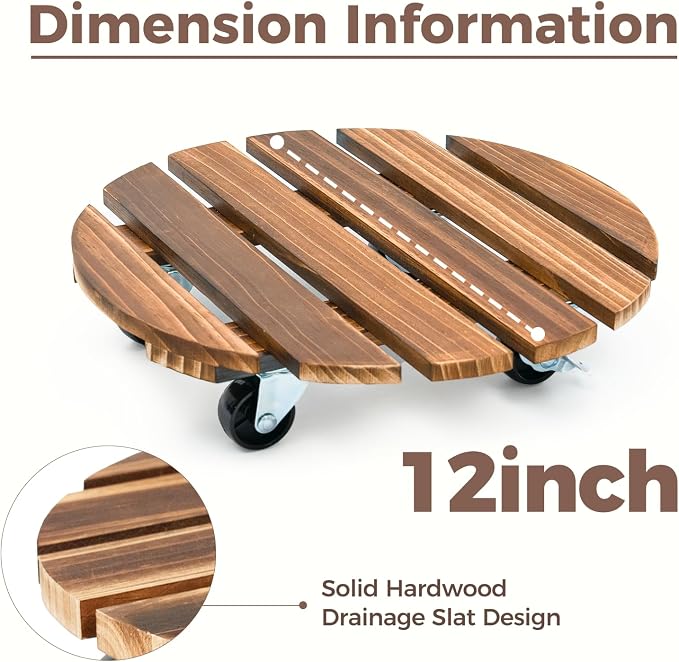 Bamworld Plant Stand Outdoor Rolling Tray Plant Caddy with Wheels 12in Plant Caster with Wheels Planter Caddy Flower Cart Plant Dolly for Heavy Duty Large Plants Plant Rollers (2 Pack ) | Heavy-duty planter dollies make large pots easy to move indoors ...