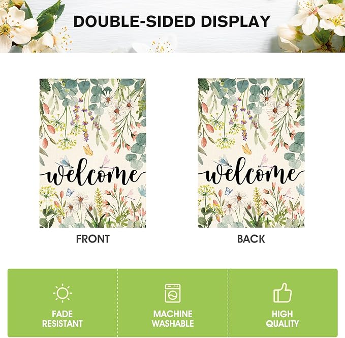 AVOIN colorlife Spring Daisy Flowers House Flag 28 x 40 Inch Double Sided, Seasonal Welcome Yard Outdoor Flag