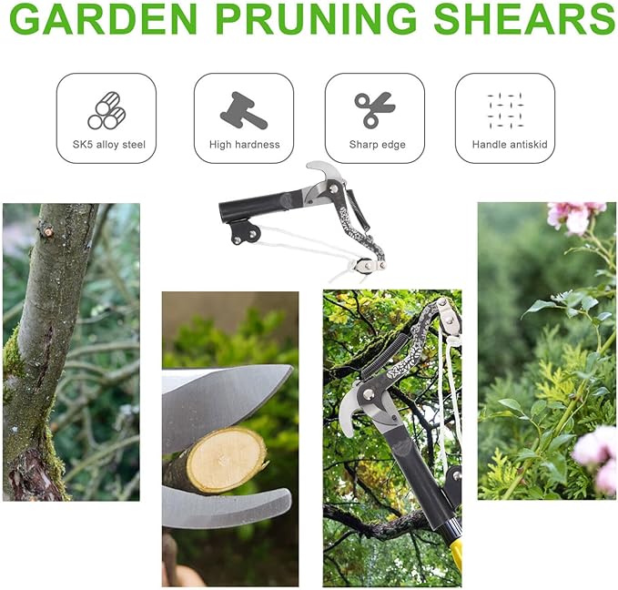 Scicalife Gardening Pruning Shears Labor-Saving Trimming Scissors Rust-Resistant Durable 7.87In Handheld Garden Tool for Shrubs Trees Flowers