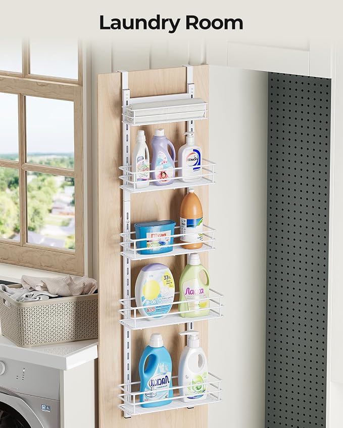 5-Tier Narrow Pantry Door Organizer,Over the Door Pantry Organizer,White
