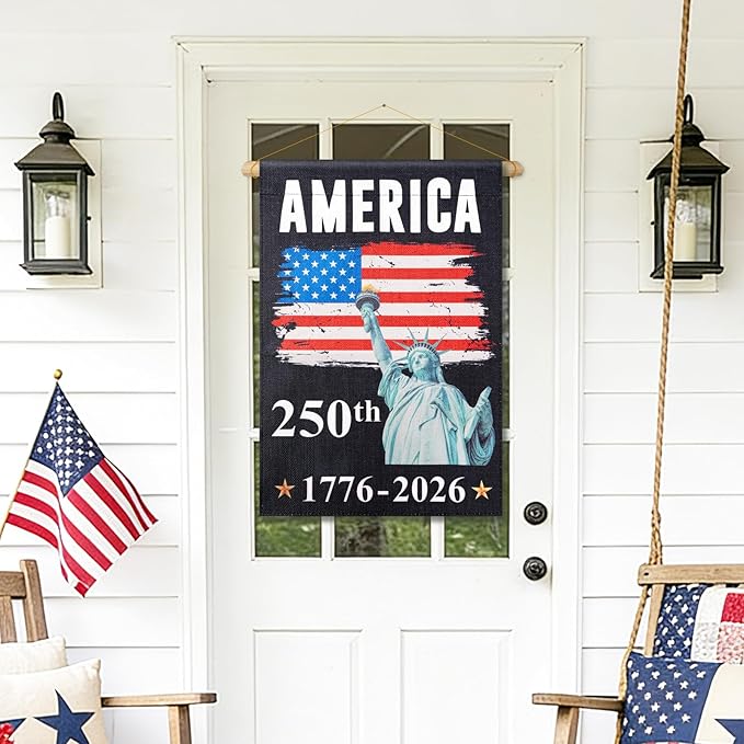 250th Anniversary American Flag - 12x18 Inch Double Sided Outdoor Patriotic Garden Flag with Liberty Design, 4th of July Decorations for US 250th Celebration, 1776-2026 Independence Day Patriotic Flag