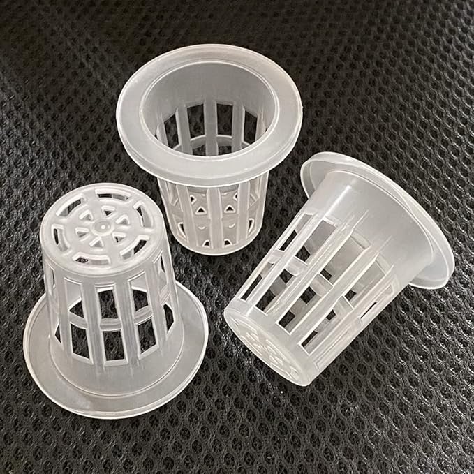 50 Pack 1.77" Garden Net Pots Cups, Slotted Mesh Pot Baskets Seed Growing Media Hydroponics System Supplies for Aquaponics/Orchids/Rockwool Cubes, Heavy Duty Round Wide Rim Design (White)