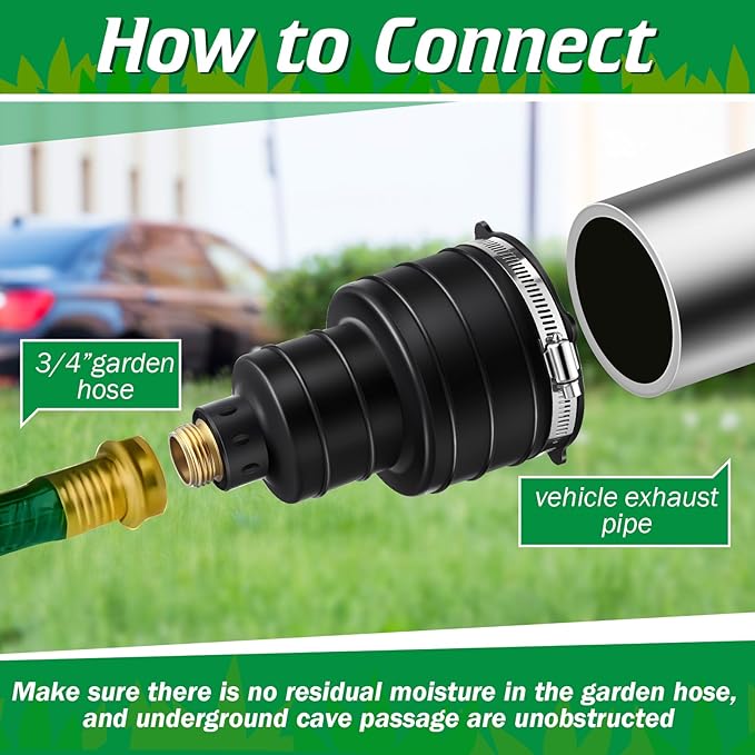 Qualirey 2 Pack Pest Control Exhaust Pipe Attachment Transport Exhaust from Car to Underground for Killing Outdoor Rodents Such as Moles, Gophers (FIT for Pipe in 2"-2.4"/3"-3.5" Diameter) (Black)