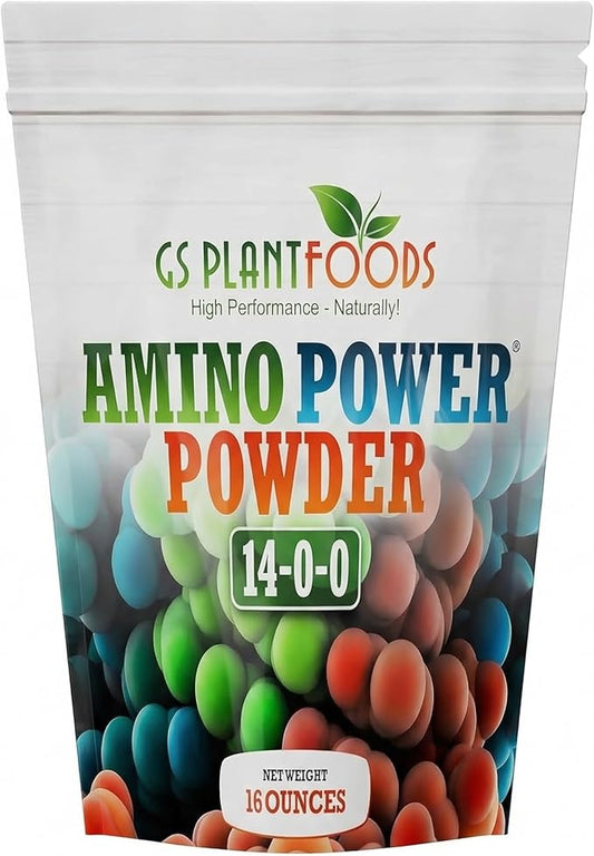 Amino Power Powder Nitrogen Fertilizer - Plant Based High Nitrogen Fertilizer for Plants - All Natural Nitrogen Source and chelating Agent - Suitable for Turf, Vegetables, Fruits & Berries