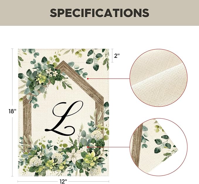 AVOIN colorlife Initial Letter L Monogram Garden Flag 12x18 Inch Double Sided Outside, Spring Floral Family Last Name Yard Decoration