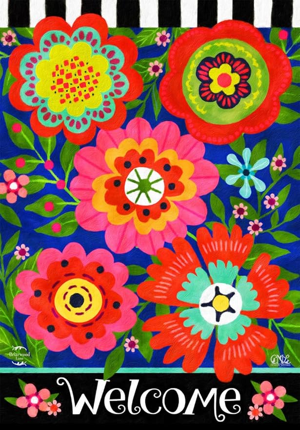 Bright Blooms Spring Garden Flag Floral Primitive 12.5" x 18" Briarwood Lane