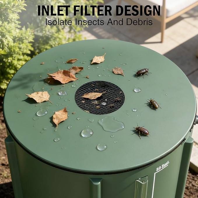 YAFF Collapsible Rain Barrel 53 Gallon Rainwater Collect System Water Storage Tank to Collect Rainwater from Gutter Downspout Water Catcher with Filter Spigot Overflow Kit for Garden, Lawn, Green