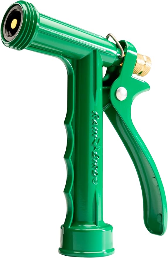 Rain Bird C06506 Classic Pistol Grip Rear Trigger Garden Hose Nozzle with Threaded Front, Durable Zinc Metal Body, Multi-Pattern, Green