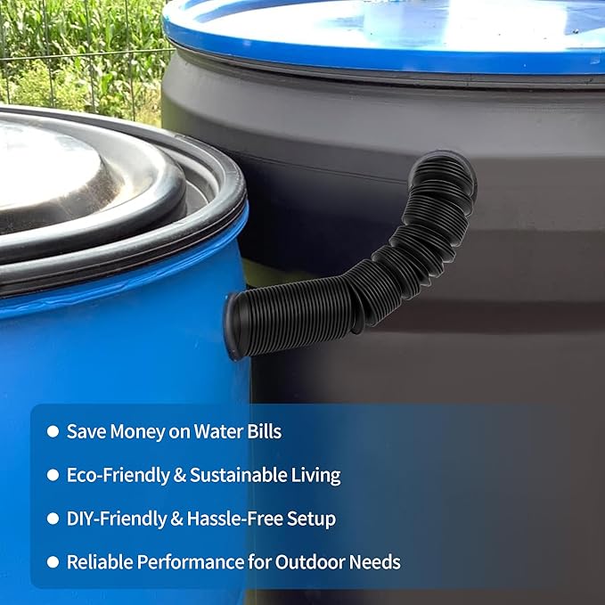 NBPLUS Rain Barrel Hose Connector Kit, linking Rainwater Overflow Barrels, Includes Hole Saw, Gaskets & Downspout Extension Diverter Adapter Accessories Parts Leak-Free Connection