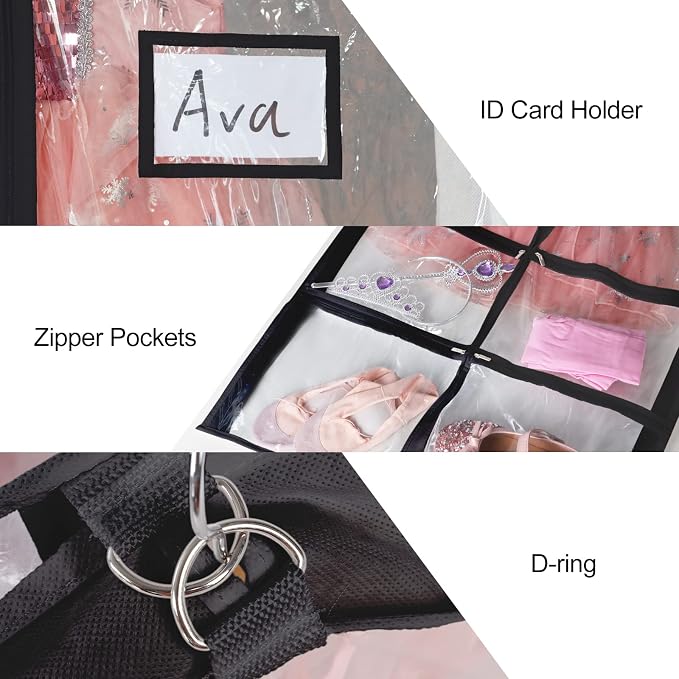 Univivi 40 Inch Dance Costume Garment Bags for Dancers, Clear Black, 3 Pack