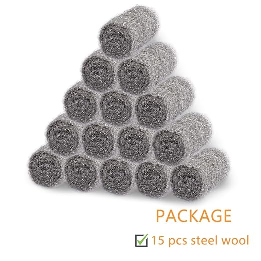 Alabrocon Bulk Steel Wool Roll Kit, Steel Wool 0000 15PCS, 15 Pack × 1.6FT | Gap Blocker, 0000 Steel Wool Keep Mice Away from Holes, Siding, Pipeline, Vents in Garden, House, Garage