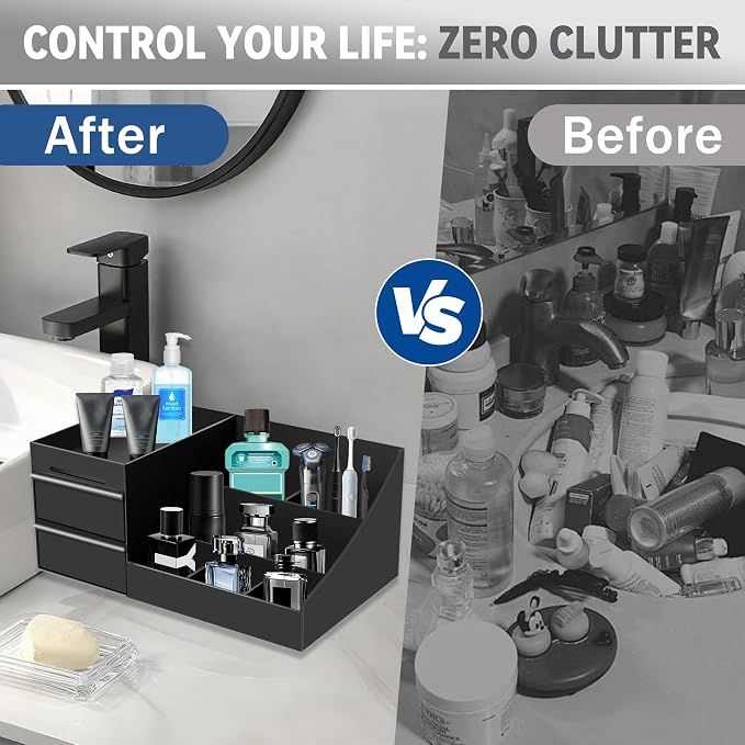 Bathroom Counter Organizer with Drawers,Cologne Organizer for Men | Bathroom Organizer, Bathroom Sink Organizer, Mens Cologne Organizer, Cologne Stand Organizer, Bedroom Essential Gifts for Men