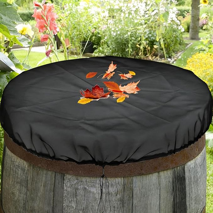4Pack 39’’ Mesh Cover for Rain Barrel with Drawstring Water Collection Buckets Cover Rain Collection Barrels Netting Screen to Keep Leaves and Debris Out