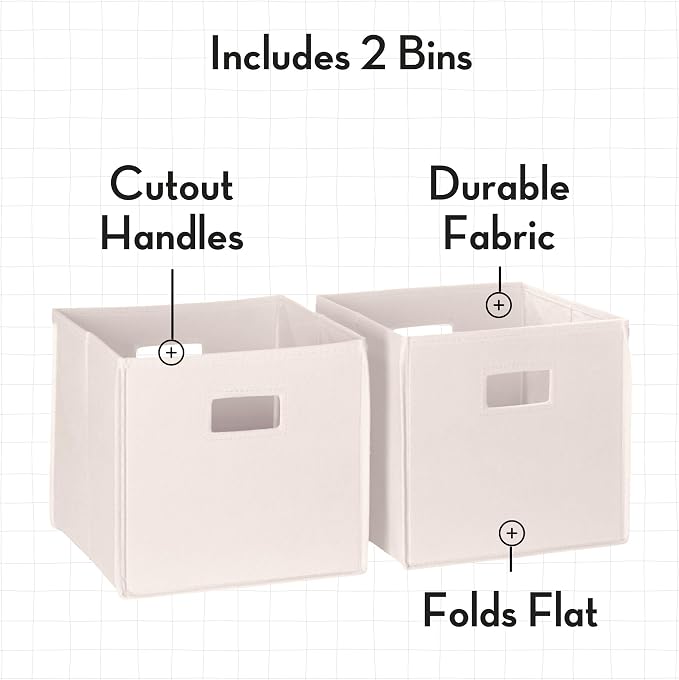 RiverRidge Folding Storage Bins - 2-pack of 10in Tall Cream Cubes