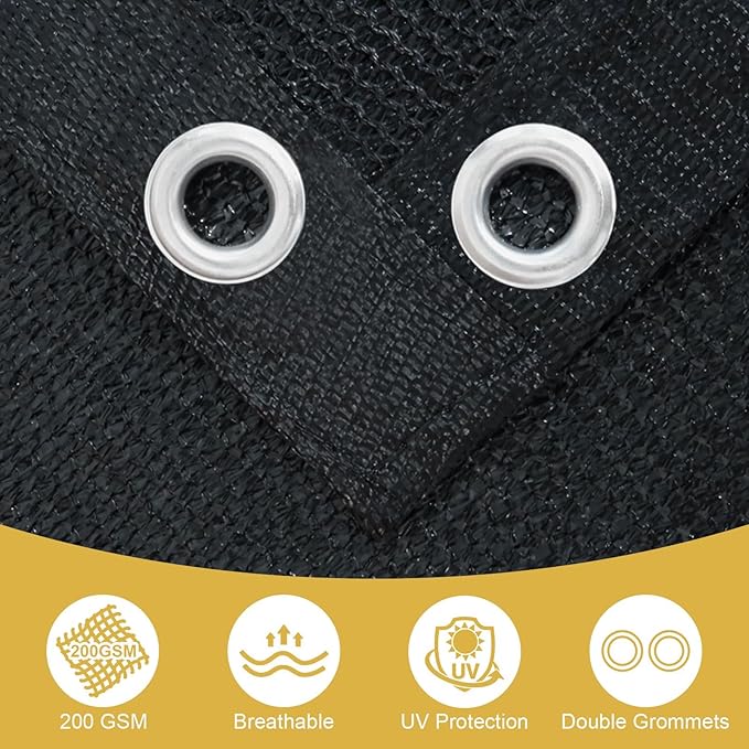 Shade&Beyond 90% Sun Shade Cloth with Grommets, 6' X 6' Pergola Shade Cover Canopy, Mesh Tarp Sun Screens for Patio, Outdoor, Garden, Backyard, Black