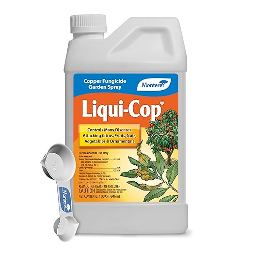 Monterey Copper Fungicide Garden Spray Bundled with Measuring Spoon - Controls Diseases on Citrus, Fruits, Nuts, Vegetables & Ornamentals, Preventative Disease Protection - 1 Quart