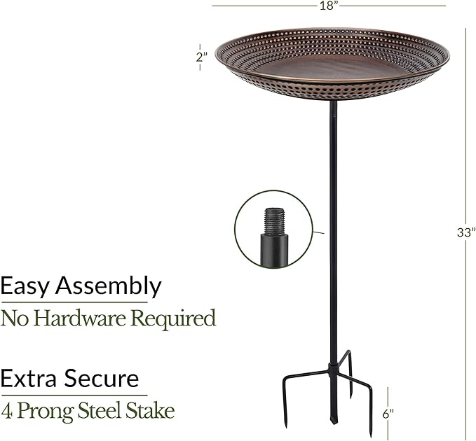 Good Directions Bronze Finish Bird Bath on Garden Pole 18"