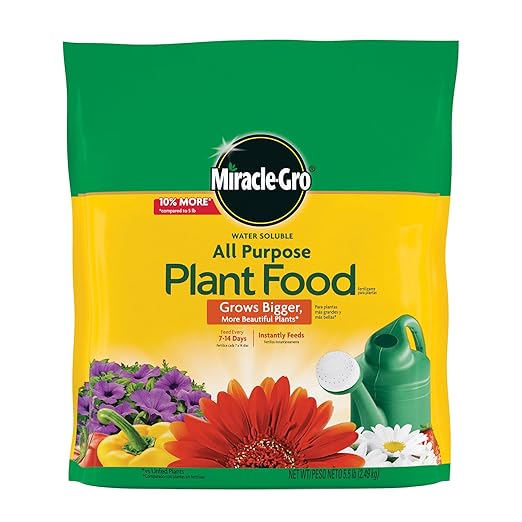 Miracle-Gro Water Soluble All Purpose Plant Food - Fertilizer For All Indoor or Outdoor Plants including Roses, Flowers, Vegetables, Houseplants, Trees, and Shrubs, 5.5 lb. Bag