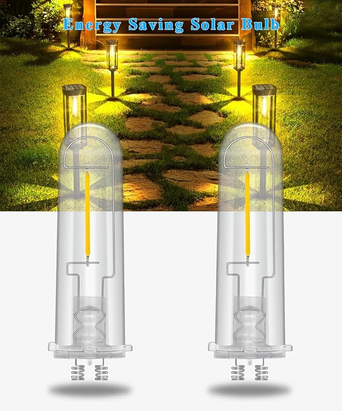Solar Light Bulbs Replacement Light Parts Outdoor, 3V Low Voltage Bulbs for Solar Pathway Garden Landscape Lawn Walkway Lights IP65 Waterproof, 2 Pack