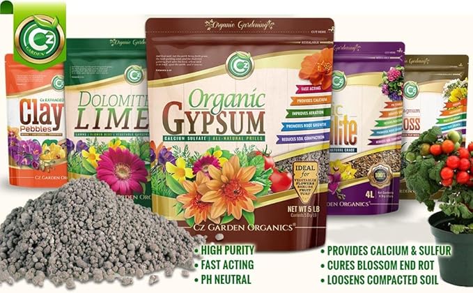 Gypsum Granules - Made in USA - OMRI Listed - Calcium Sulfate Dihydrate - Garden Soil Amendment Fertilizer for Lawns, Plants, Calcium & Sulfur Additive. Cures Blossom End Rot in Tomatoes & Peppers
