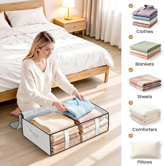 StorageRight Under Bed Storage Bags, 4 Pack, 40L, White