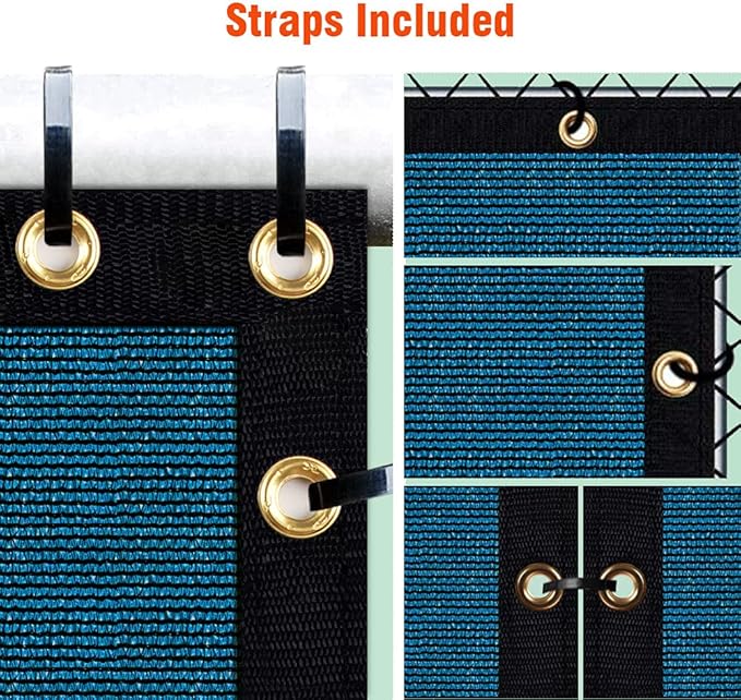 iCover 5x25ft Privacy Screen Fence, Outdoor Fencing Panels, Garden Windscreen Mesh Shade Sail Net Barrier, Include Reinforced Bindings and Brass Grommets Cable Zip Ties, Blue