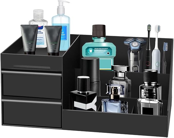 Bathroom Counter Organizer with Drawers,Cologne Organizer for Men | Bathroom Organizer, Bathroom Sink Organizer, Mens Cologne Organizer, Cologne Stand Organizer, Bedroom Essential Gifts for Men