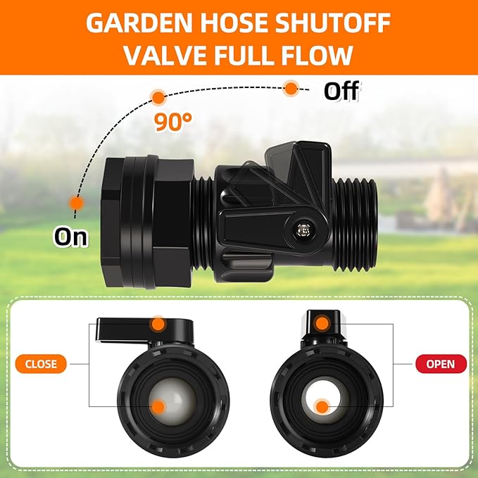 3/4 Inch Rain Barrel Spigot Kit with 3/4 Inch Shut Off Valve & Bulkhead Fitting, Plastic Garden Hose Faucet Adapter for Rain Barrels Aquariums Water Tanks Tubs Pools Spigot（4 Pack ）