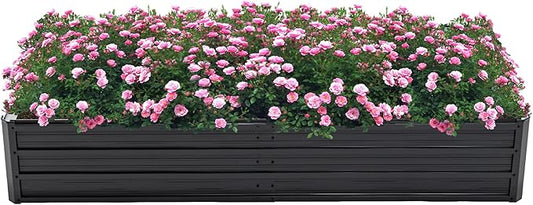 Thanaddo Galvanized Raised Garden Bed 6x3x1ft Outdoor Planter Box Galvanized Steel Garden Bed Kit for Vegetables, Flowers, Herbs and Succulents Black