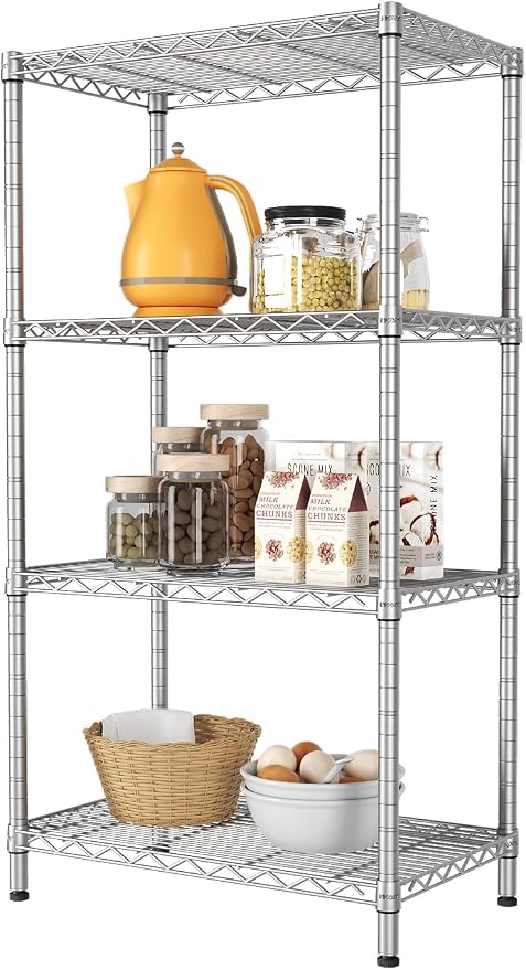 SINGAYE 4 Metal Shelves Wire Shelving Storage Shelf Adjustable Unit Pantry