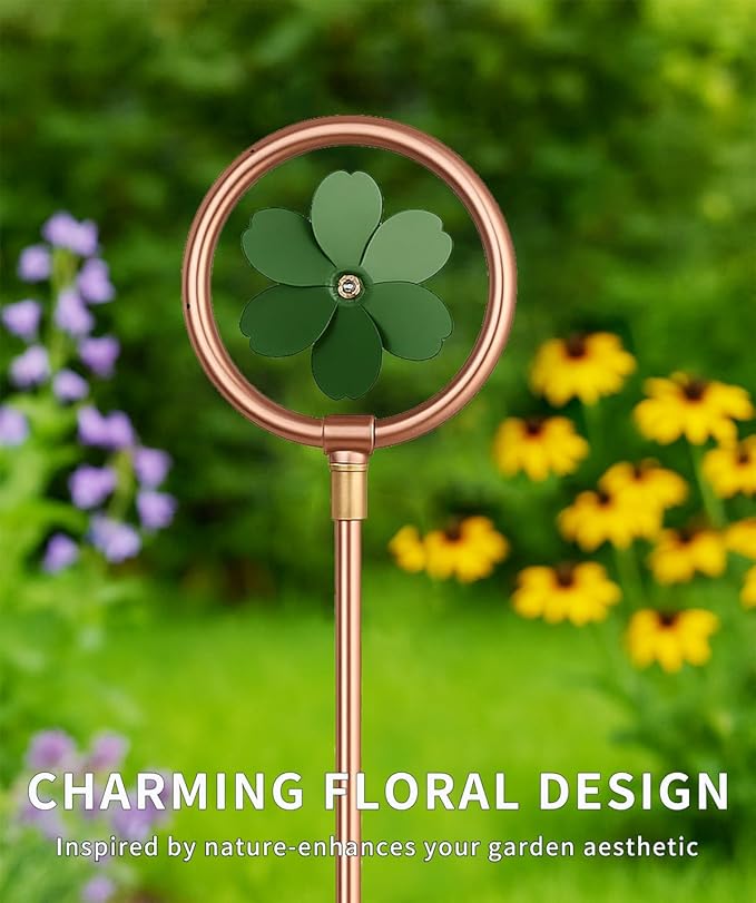 Metal Flower Sprinkler Head,Dual-Purpose Garden Decor & 360° Lawn Irrigation System,22-Inch Coverage Diameter (Copper/Green)