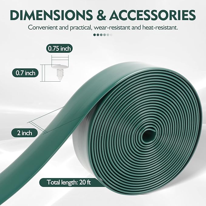LukLoy 2" Wide 20ft Long Vinyl Straps for Patio Chairs Repair DIY + 20 Rivets, Replacement Straps for Lawn Chairs Patio Garden Balcony Outdoor Lounge Dining Furniture Repair, Dark Green