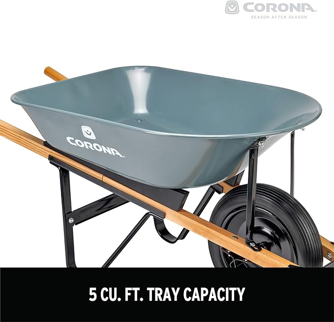 Corona Tools Wheelbarrow in a Box – 5 Cubic Foot Heavy Duty Garden Cart with 15” Flat-Free Tire for Gardening, Planting & Outdoor Use