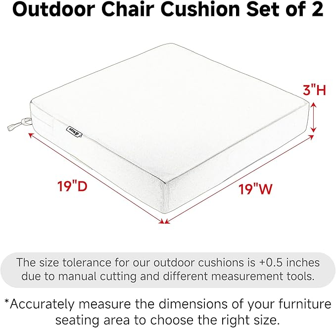 Favoyard Patio Chair Cushions 19 x 19 x 3 Inch Waterproof Outdoor Seat Cushions for Patio Furniture 3-Year Color Fastness Garden Sofa Couch Chair Pads with Handle & Adjustable Straps Set of 2, Green